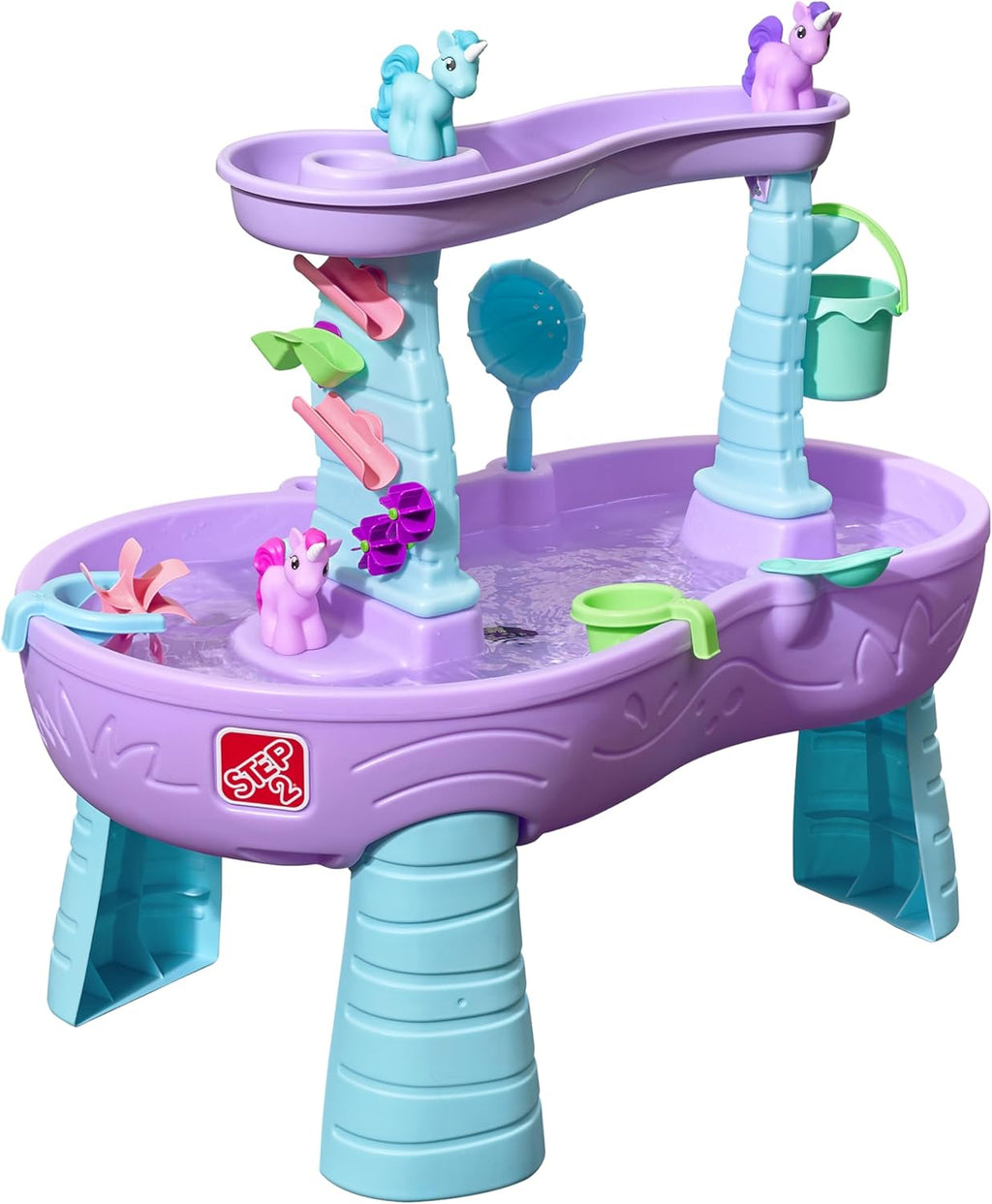 Step2 Rain Showers and Unicorns Water Table for Kids, Toddler Outdoor Sensory Play Table, 13 Accessories, Pink, Ages