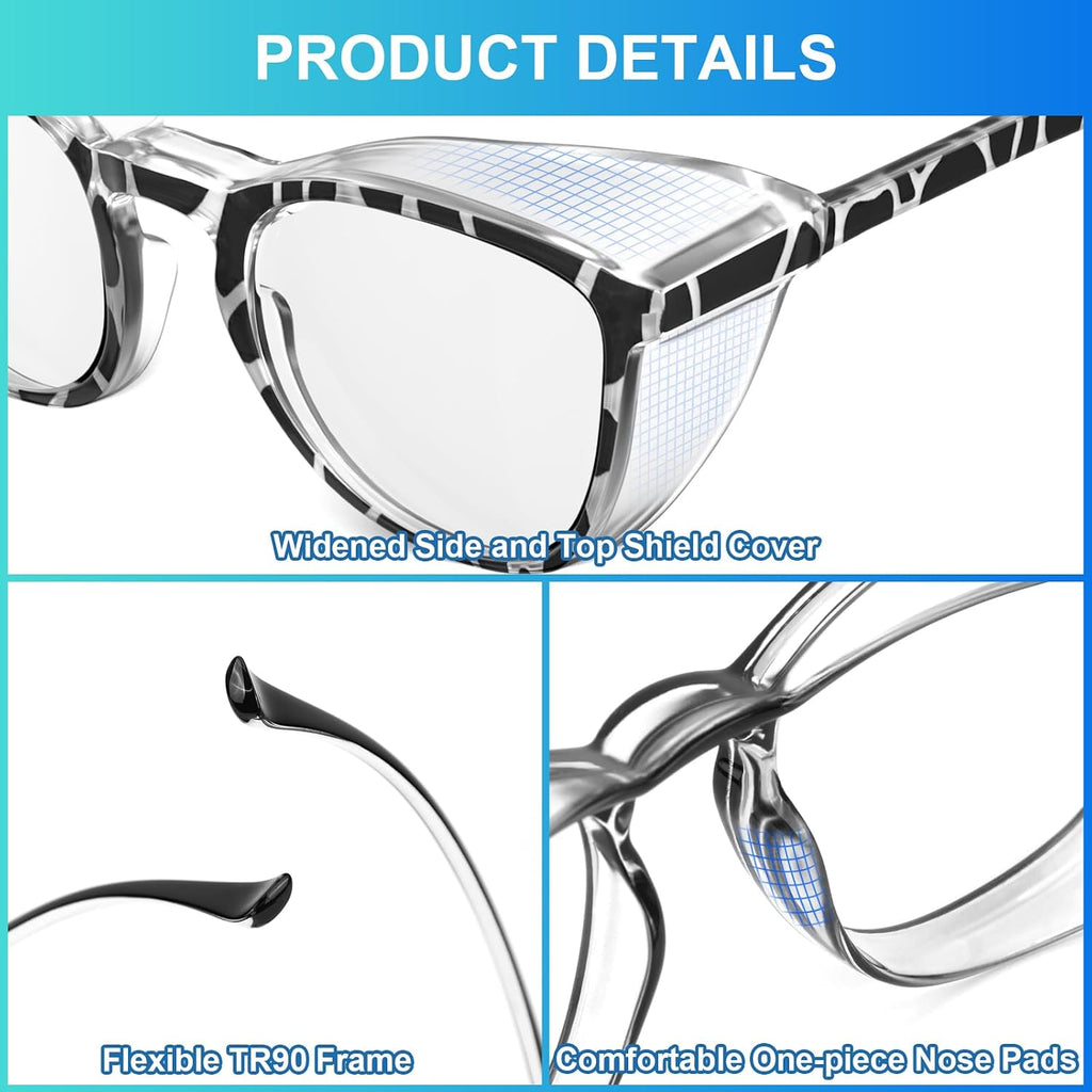 3 Pack Safety Glasses Goggles for Women, Anti Fog Clear Safety Glasses Scratch Resistant Protective Eyewear for Nurses