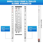 2 Pcs Hydrometer Alcohol 0-200 Proof and 0-100 Tralle | Alcohol Proof Percent Tester for Moonshine Still Liquor