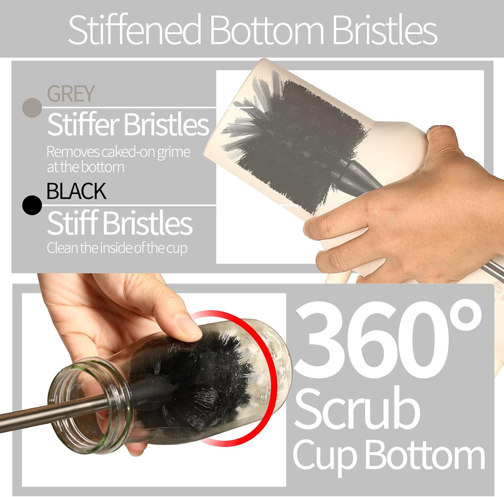15 Inch Bottle Brush Set - 4 Pack Extra Long Handle Bottle Brush Cleaner