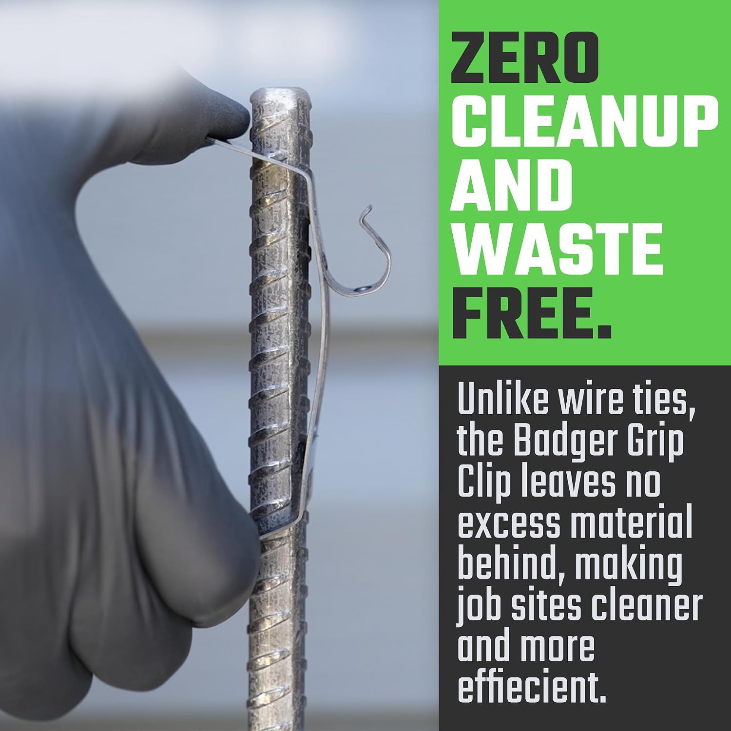 Badger Grip Clip - No Concrete Rebar Wire Ties Needed – Adjustable Rebar Connector for Faster Reinforcement Assembly