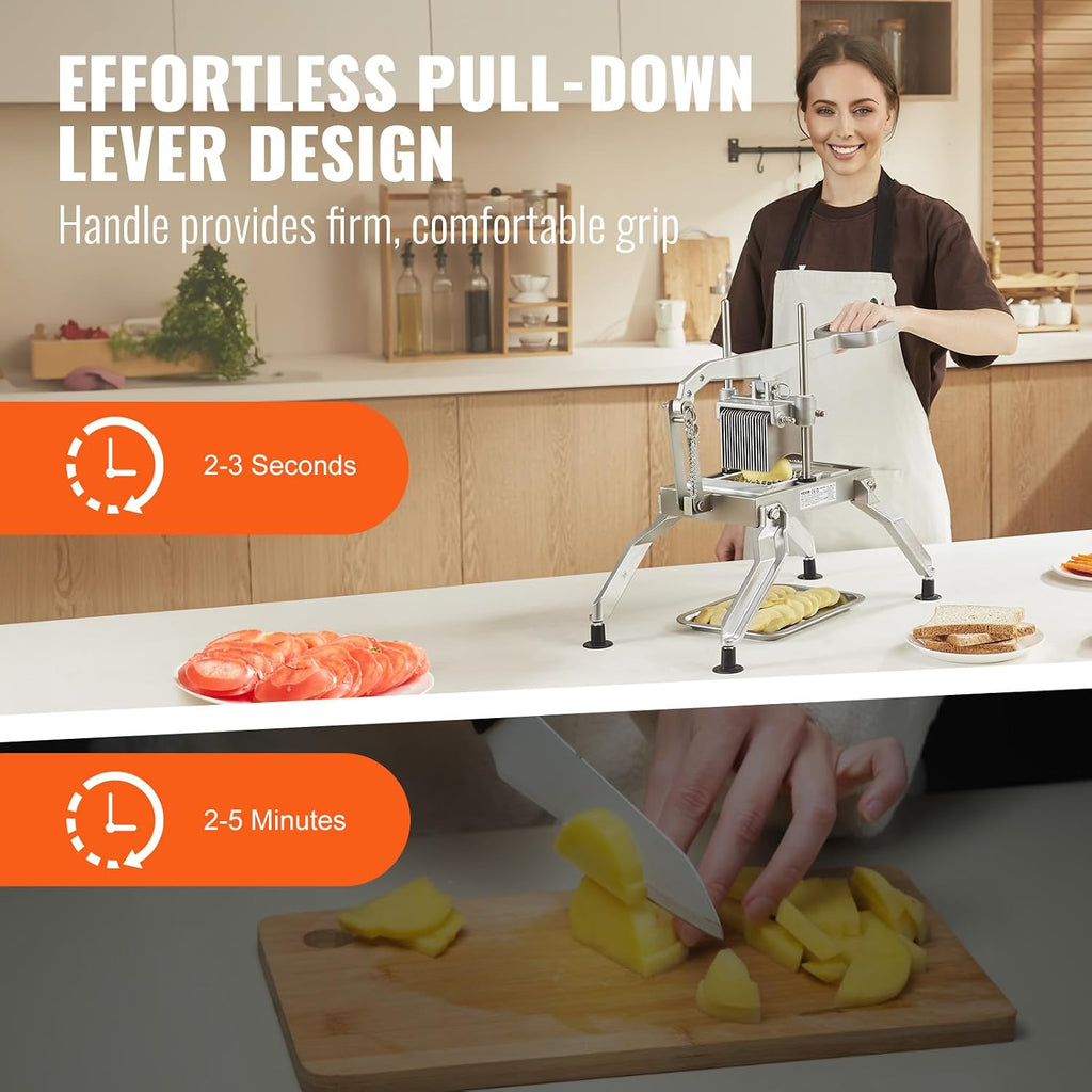 Commercial Vegetable Slicer, 3/8" and 3/16" Tomato Slicer, Stainless Steel and Aluminum Alloy Vegetable Cutter