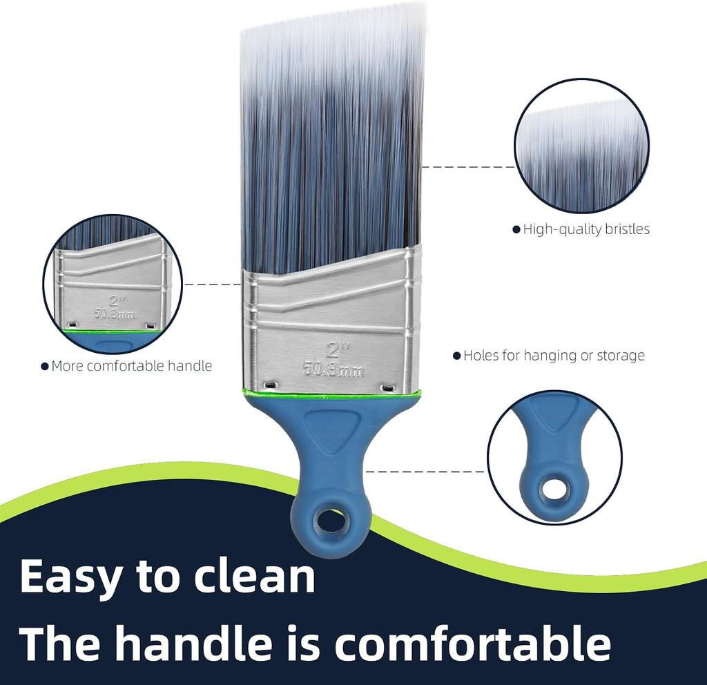 Paint Brushes Short Handle Paint Brush for Painting Walls Stain Wood Small Areas Cutting and Trim Works Home