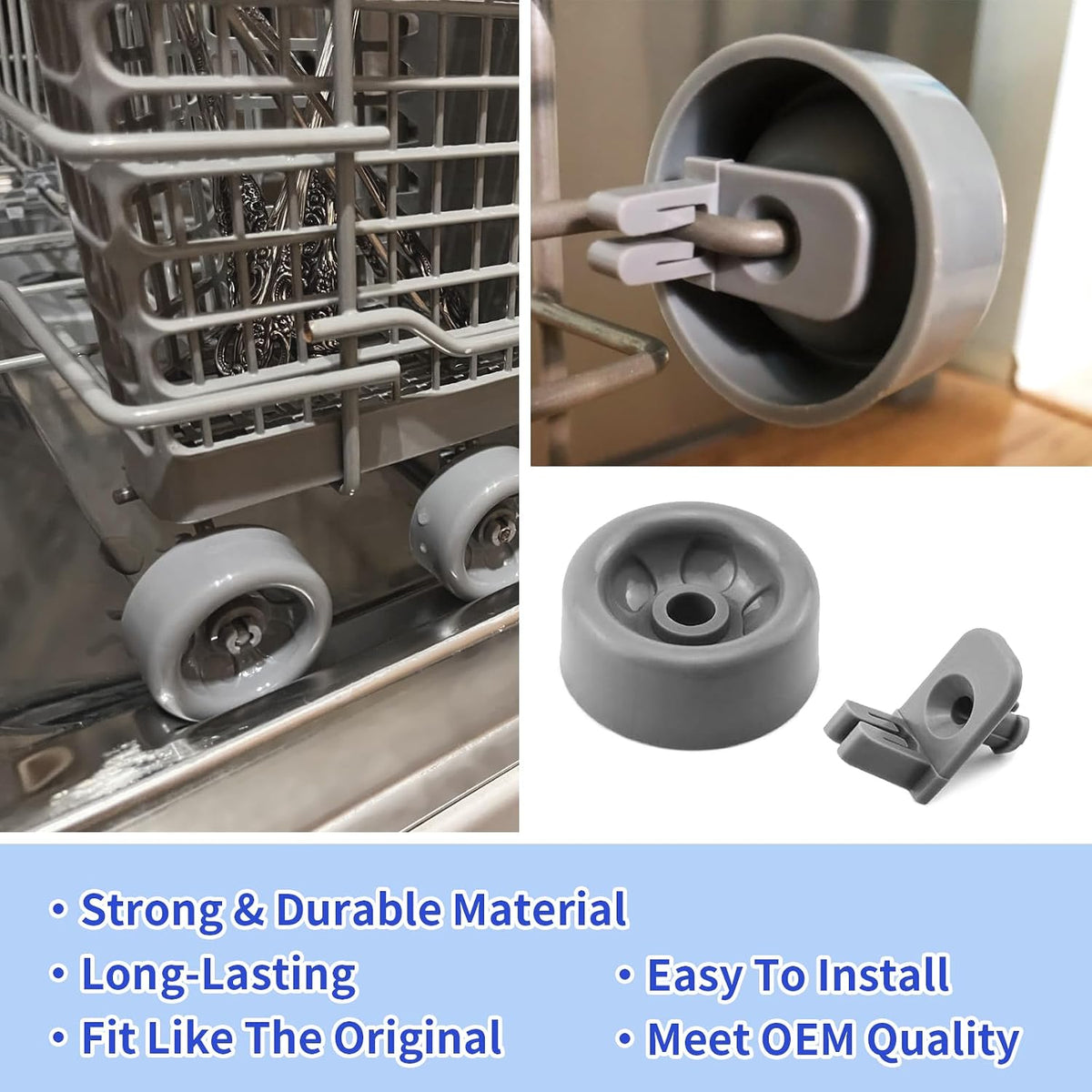 8 Pack WD35X21041 Dishwasher Wheels Lower Dishrack Roller Axle Kit Compatible with GE Dishwashers Replaces WD12X10136 WD12X10277 WD12X10261 WD12X10107