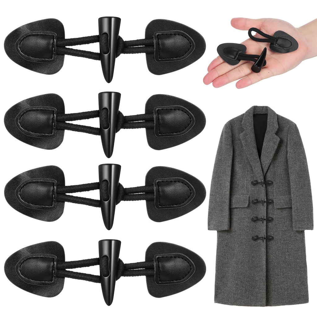 4 Pairs Black Toggle Closures for Coats and Jackets