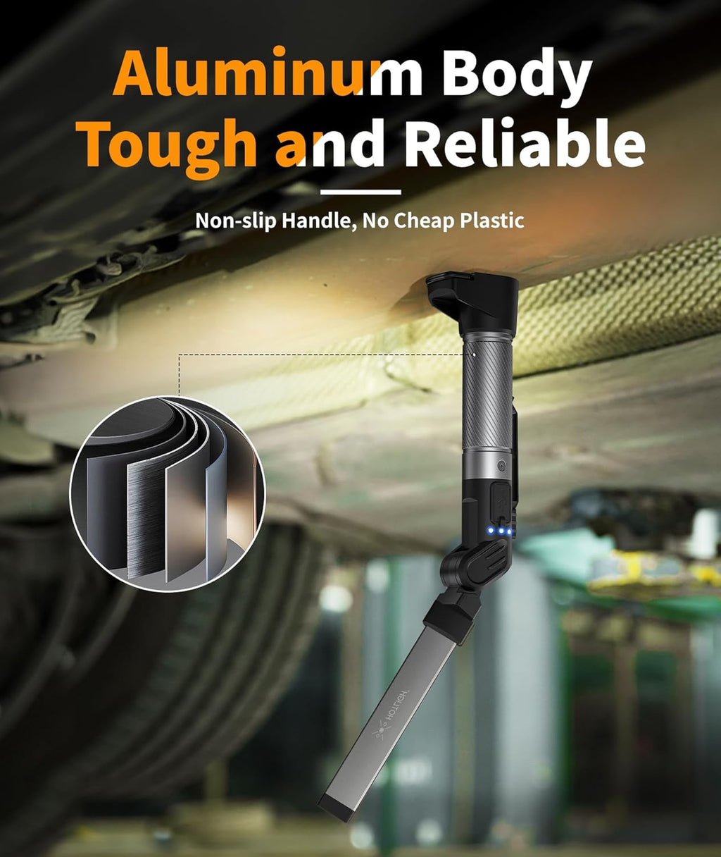 Magnetic Work Light - 800 Lumens Rechargeable Work Light with Multifunctional Foldable Design, 2200 mAh Mechanic