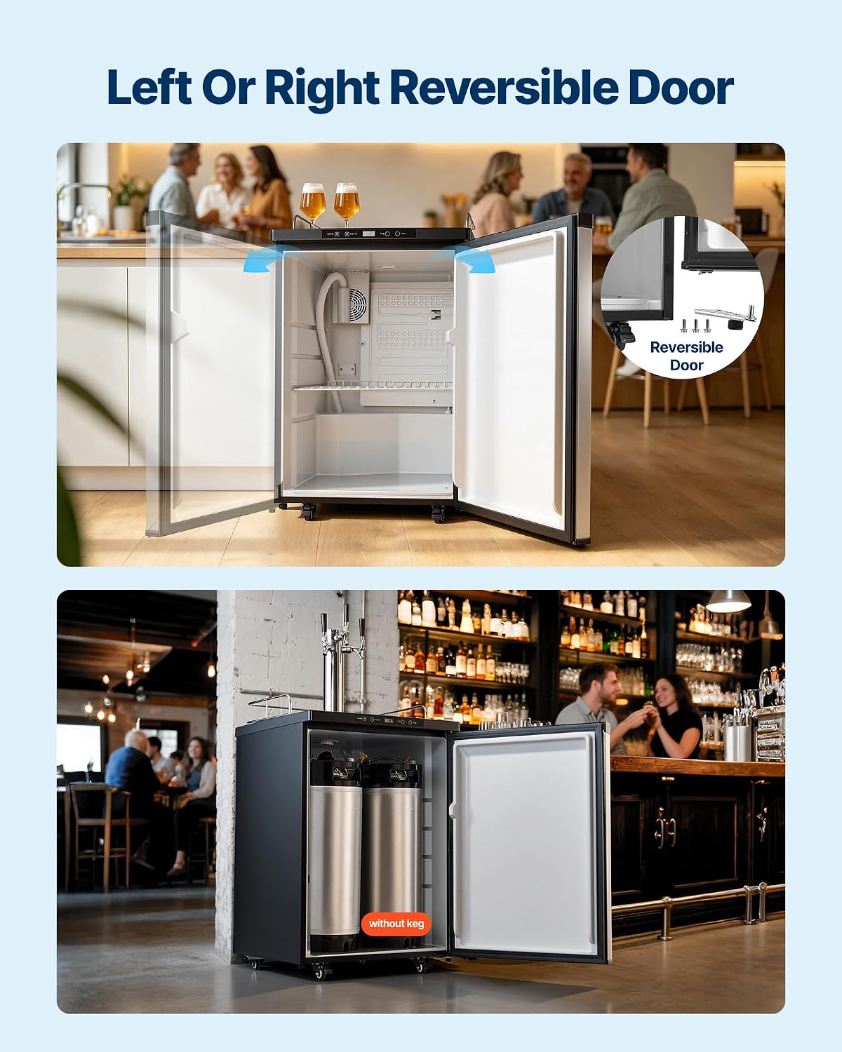 Beer Kegerator, Triple Tap Home Draft Beer Dispenser for Ball Lock