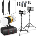 800Ws Studio Monolight Flash Light Kit (2 Pack), S101-400W 5600K Strobe Light with 150W Modeling Lamp/Bowens