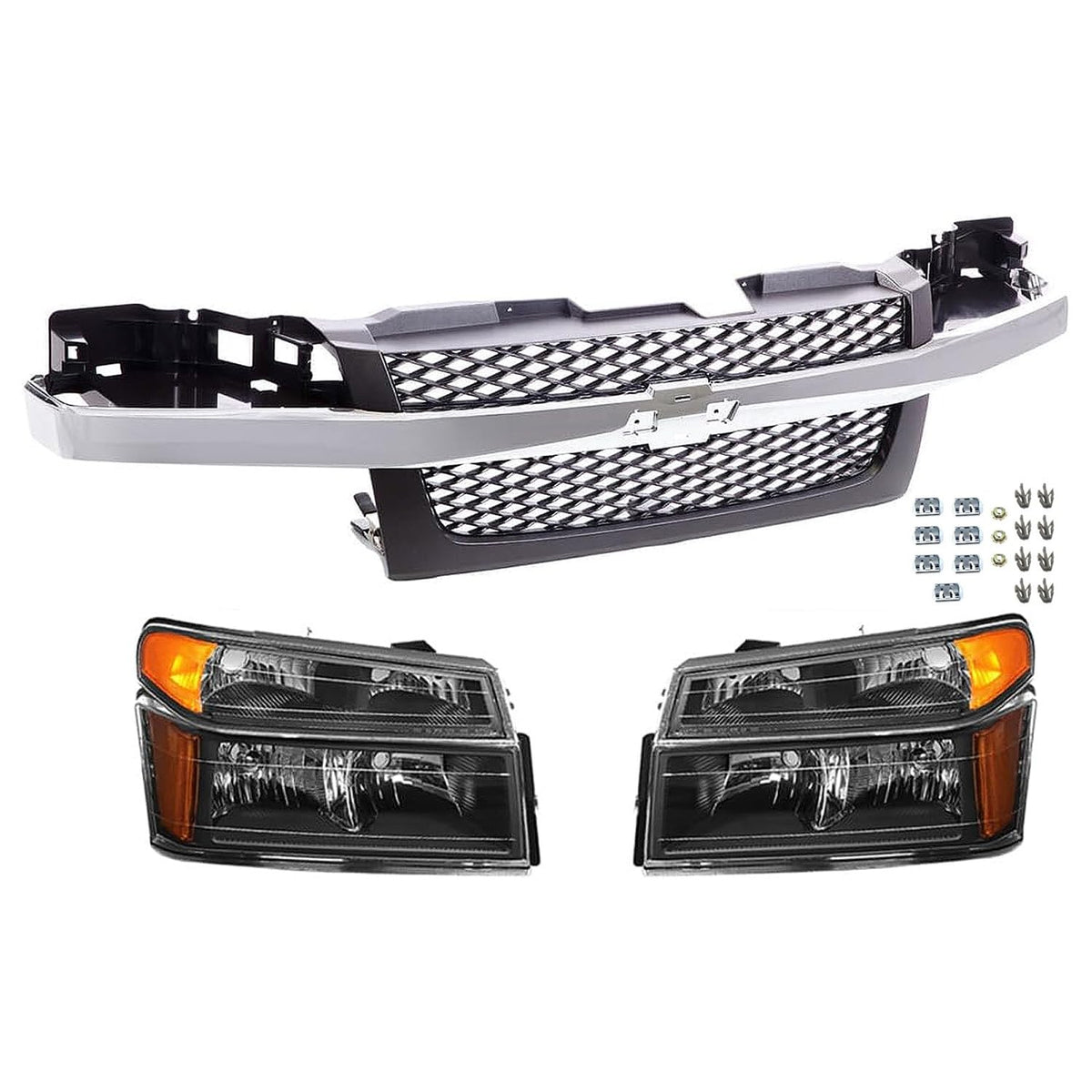 Fit For 2004-2012 Chevy Colorado Headlights + Parking Lights + Grille Set