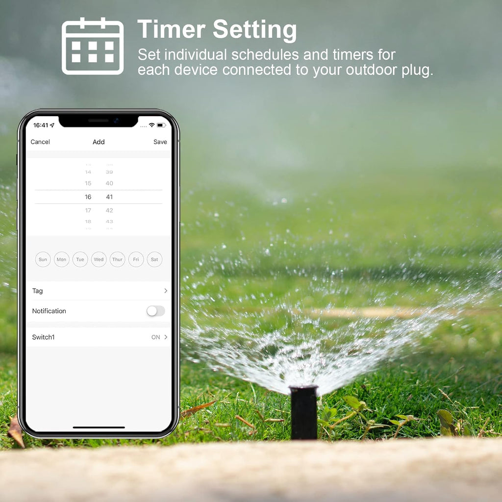 WiFi Outdoor Smart Plug, Smart Plugs that Work with Google Home for Voice Control, Wireless Remote APP Control Smart