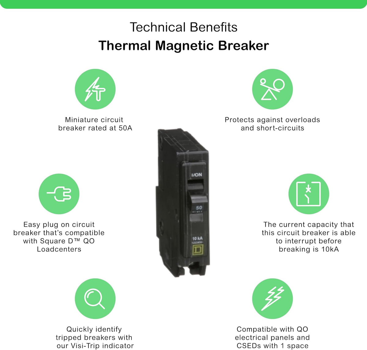 Square D - QO150CP QO 50 Amp Single-Pole Circuit Breaker