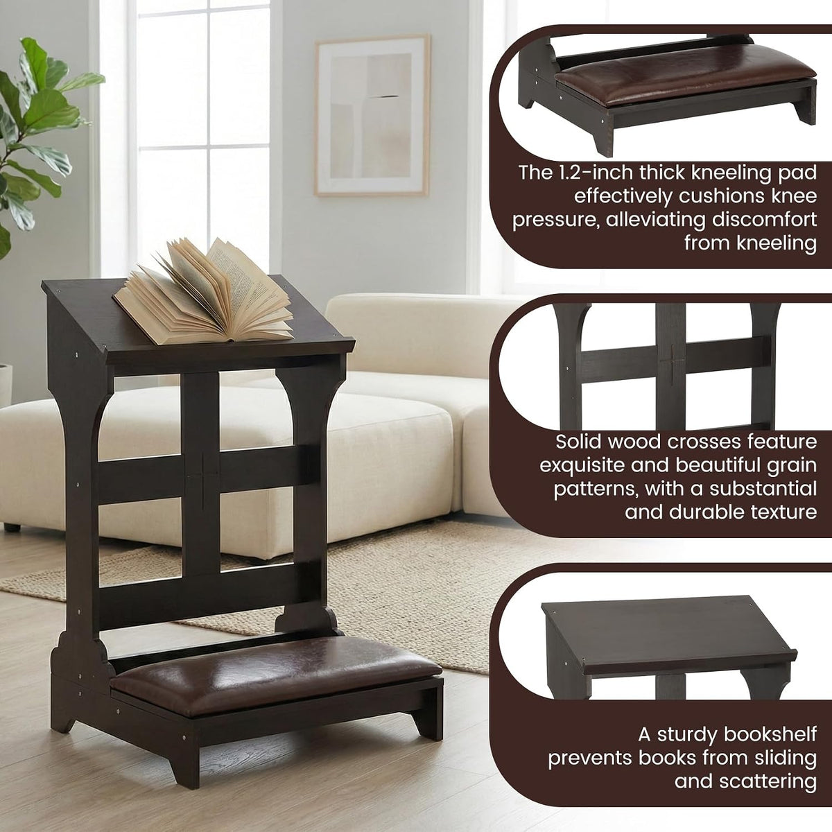 Prayer Kneeler Bench Wooden Prayer Bench for Kneeler Prayer Wooden Church Prayer Chair Prayer Bench Stool Padded