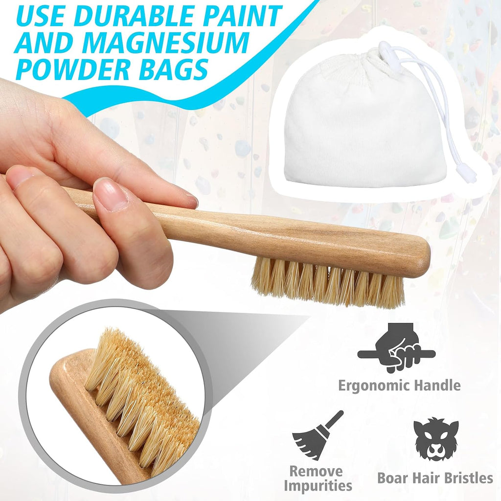 4 Pcs Climbing Chalk Bag Set Includes Chalk Bag, Brush and Ball Pouch with Adjustable Belt Waterproof Rock Equipment