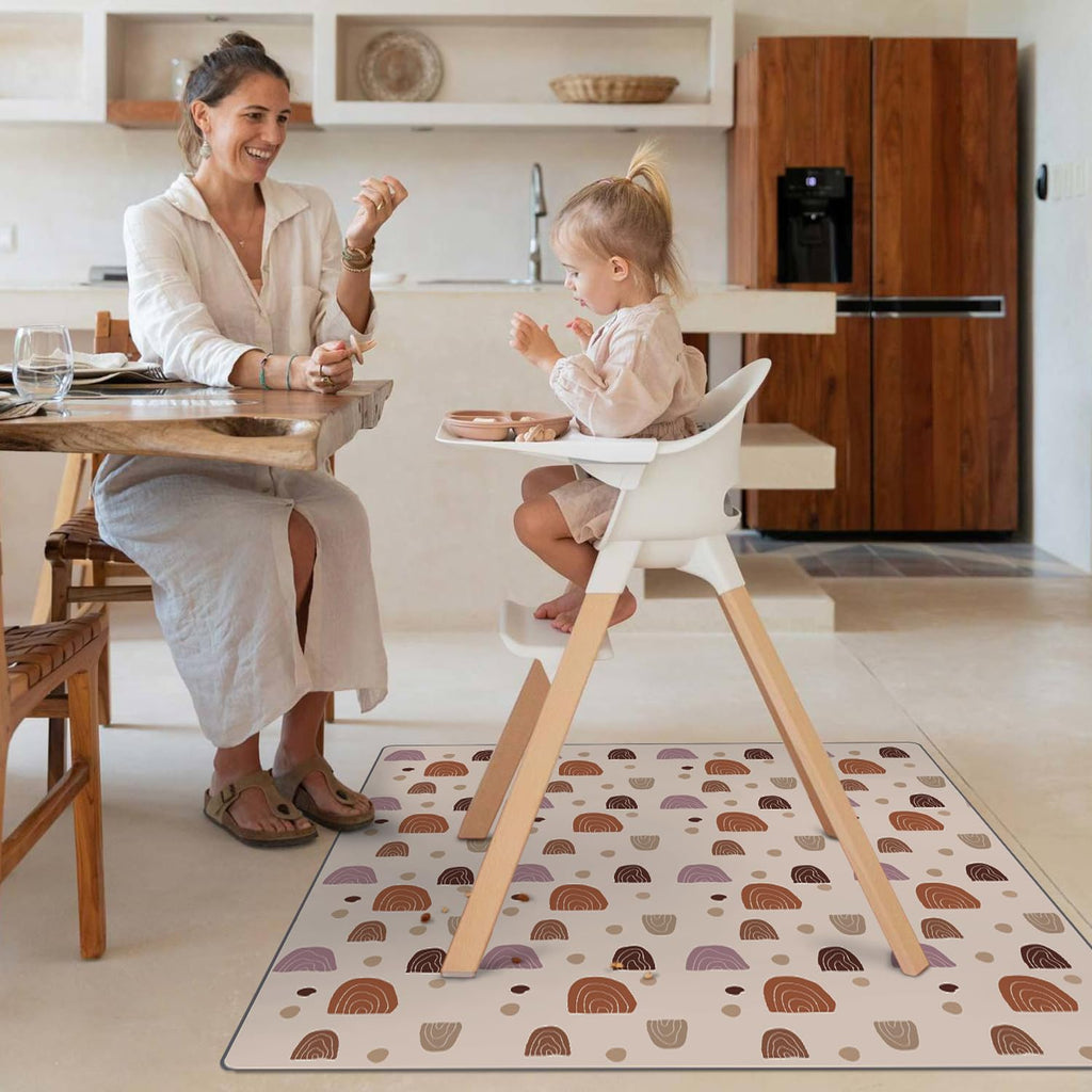 Baby Splat Mat for Under High Chair, 50.4 x 50.4 Inch Wipeable Splash Mat, Waterproof and Washable, Anti-Slip Floor