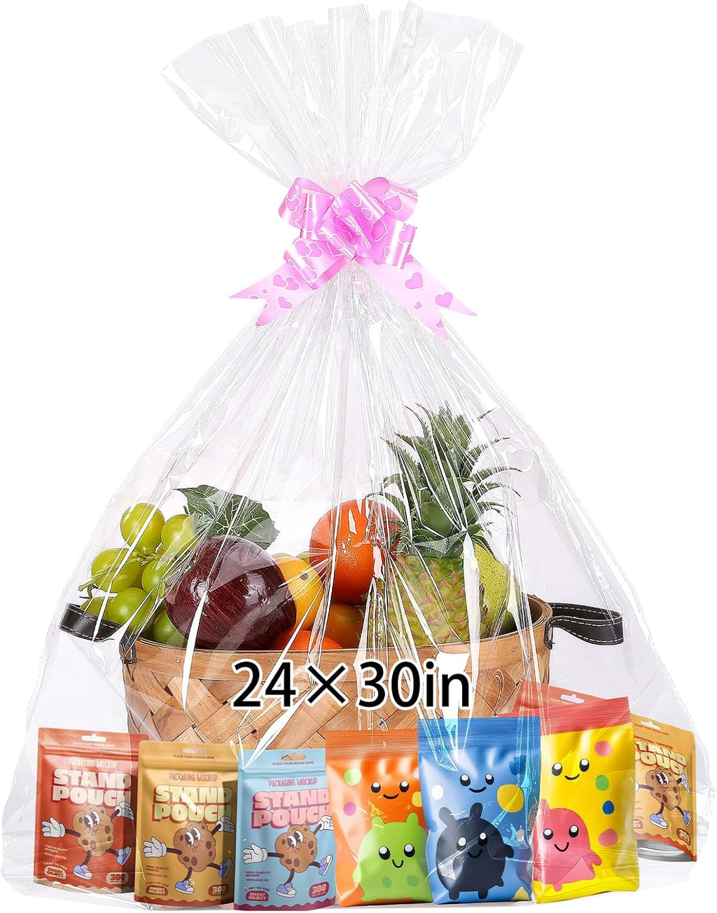 12Pcs Large Cellophane Bags for Gift Baskets 24x30 Inch