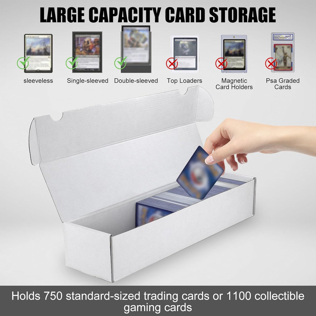 Trading Card Storage Box, 3-Pack 1100 Count White Corrugated Cardboard Box | Bulk Sports Storage Box for