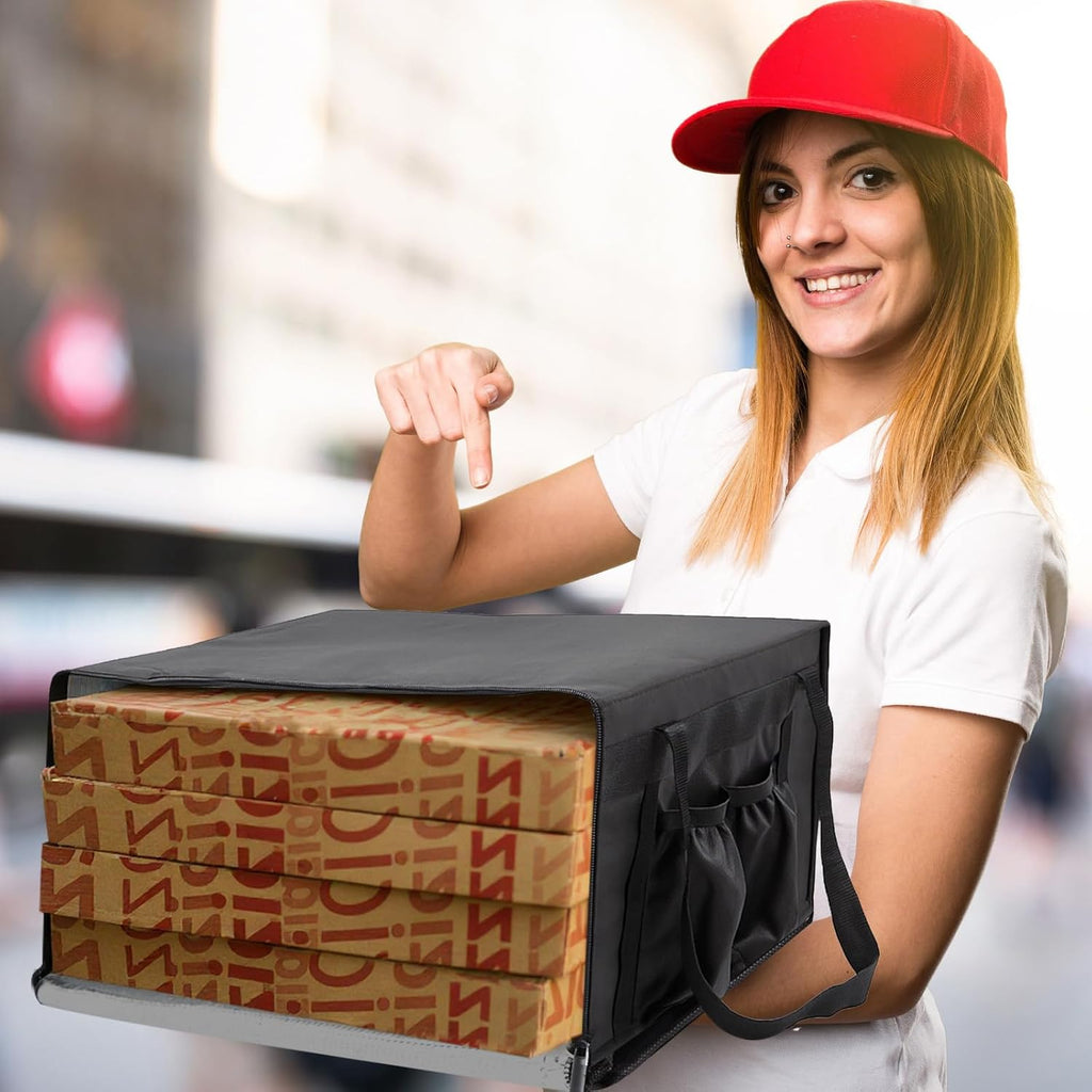 2 Pcs Insulated Pizza Delivery Bags with 4 Cup Holders, 20x 20x8