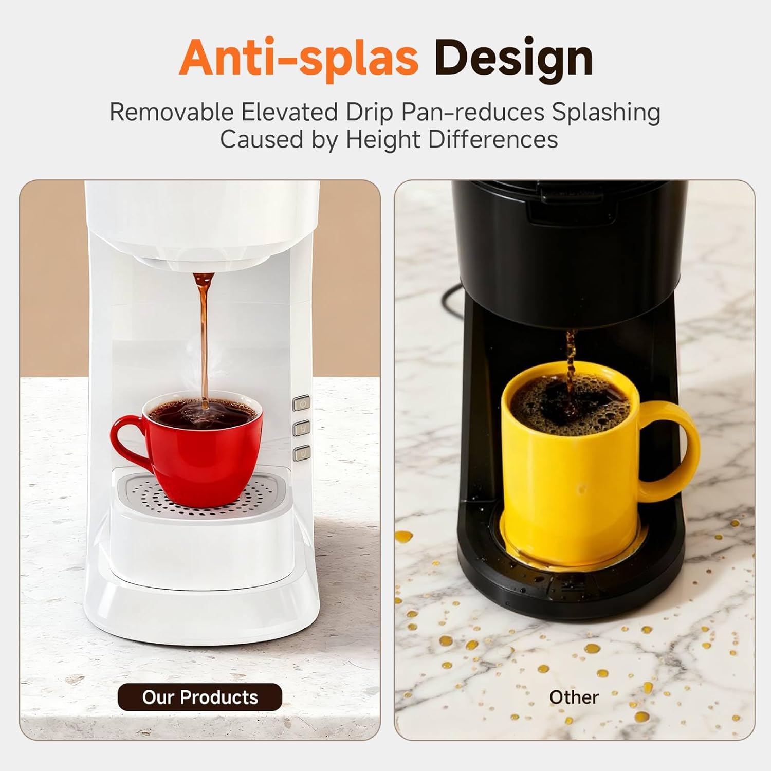 Single Serve Coffee Maker for K Pod, 2-in-1 Coffee Maker Single Serve & Ground Coffee Brewer, Quick Brew 6 to 14oz