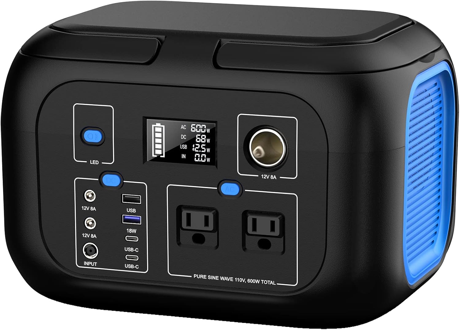 Portable Power Station 600W Power Bank 296Wh Solar Generator Lithium Battery Portable Generator Fast Charging with