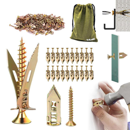 Self Drilling Drywall Anchors and Screws Kit,2026 NEW Wall Anchors for Drywall Holds Up to 80LB,No Drill or Holes in