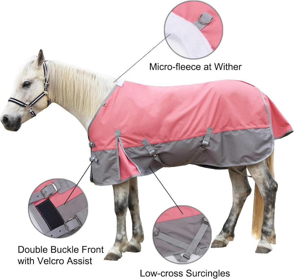 1200D Horse Blanket, 0g No-Fill Waterproof Turnout Rain Sheet