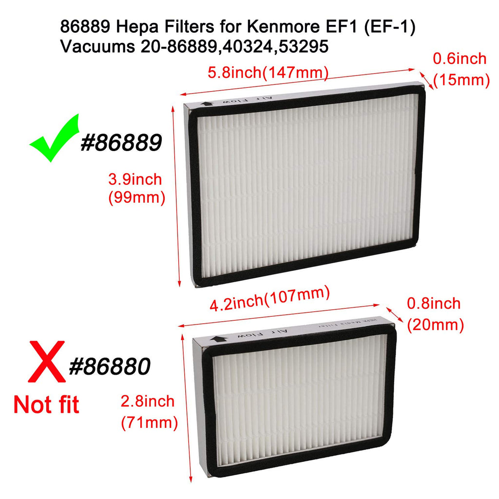 EZ SPARES EF1 Filter 86889 Compatible with Kenmore & Panasonic, 3 Pack