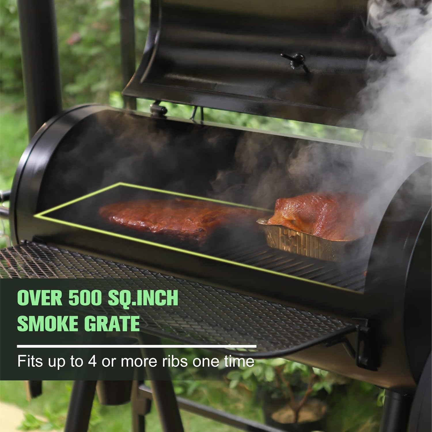 Barrel Charcoal Grill w/Offset Smoker, 941 SQ.IN. Cooking Area
