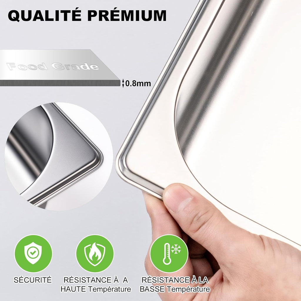 1/1 Full Size 4" Deep Stainless Steel Hotel Pan Steam Pans 4PCS with Lids
