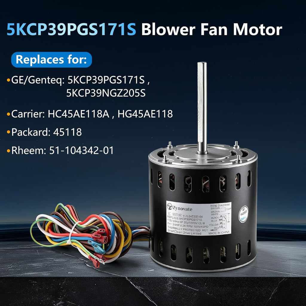 5KCP39PGS171S Furnace Blower Fan Motor 3/4 HP 115V 1075RPM 4-Speed