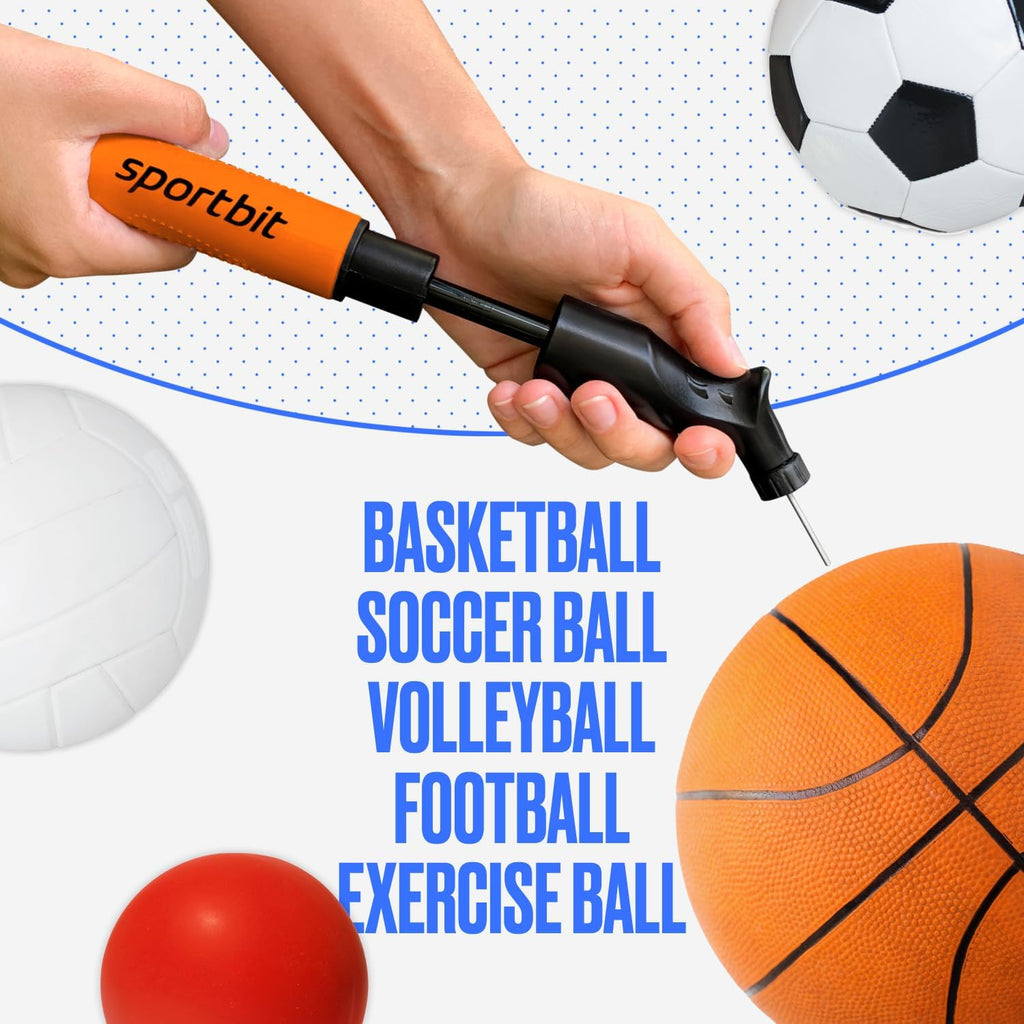 Ball Pump for Sports Balls - Push & Pull Inflating System - Hand Pump for Exercise Balls - Volleyball Pump