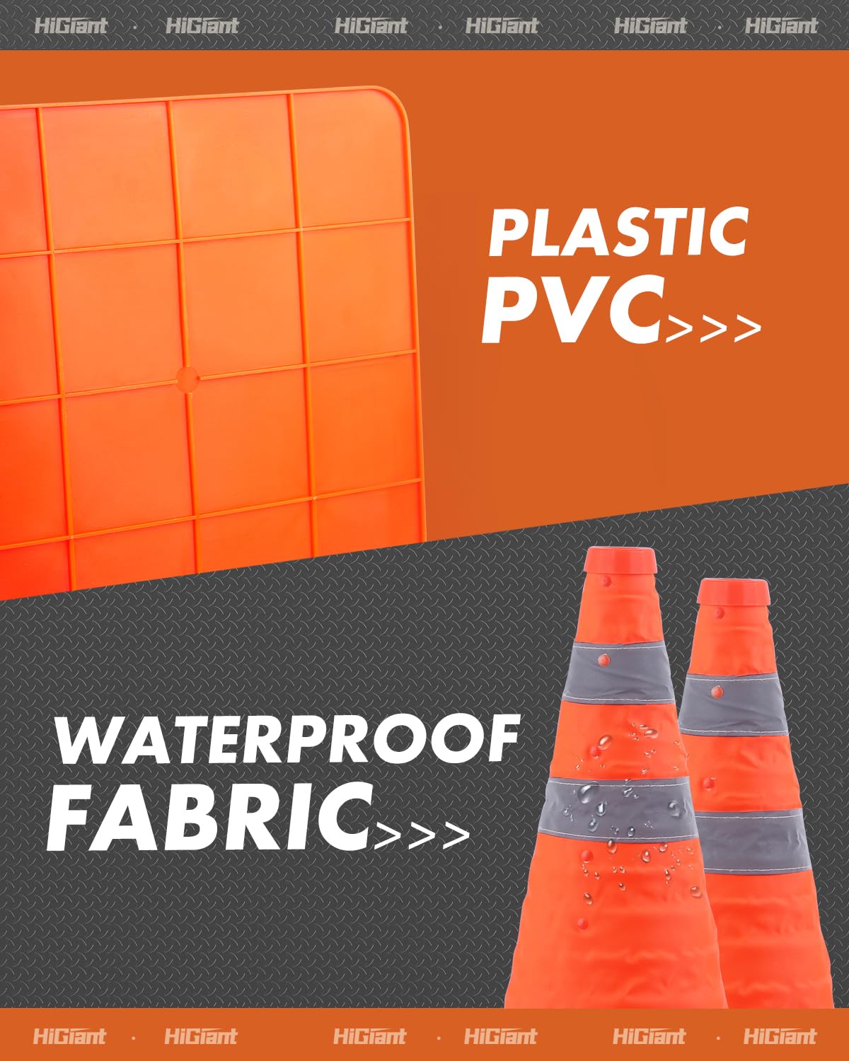 8 Pack 18" Collapsible Traffic Safety Cones, Orange Cones