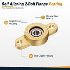 uxcell 2Pcs TF05 Pillow Block Bearings 5mm Bore, Copper Housing, ABEC 3