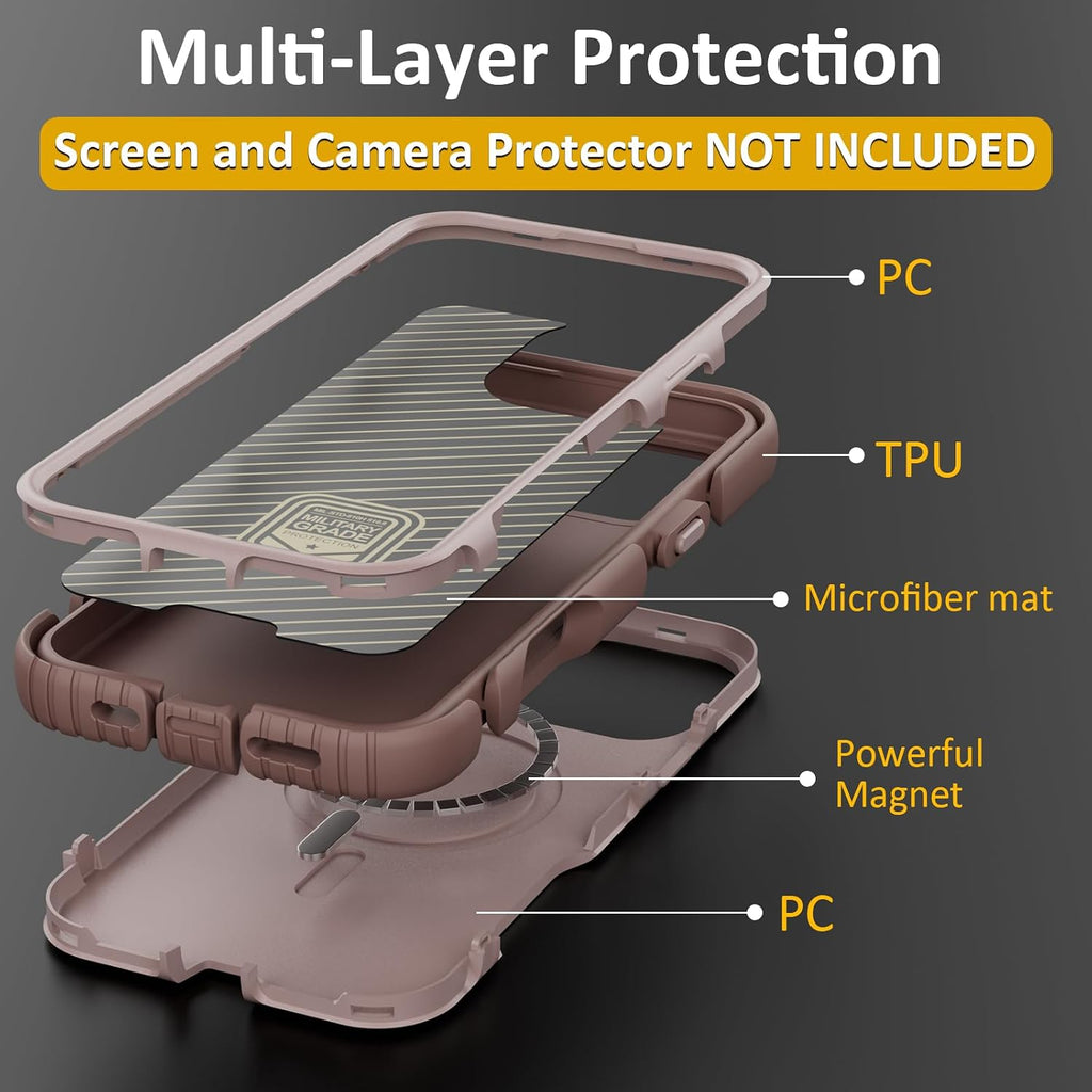 for iPhone 16 Pro Case, Compatible with MagSafe, Heavy Duty Shockproof Protective Phone Case, Anti-Drop Protection