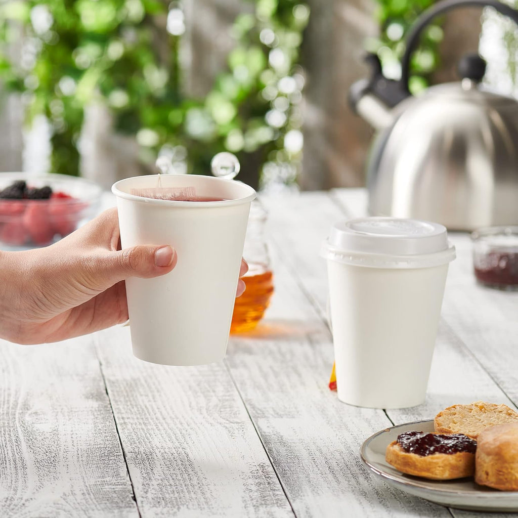 12 oz Disposable White Paper Cups [300 Count] Hot Coffee Cups