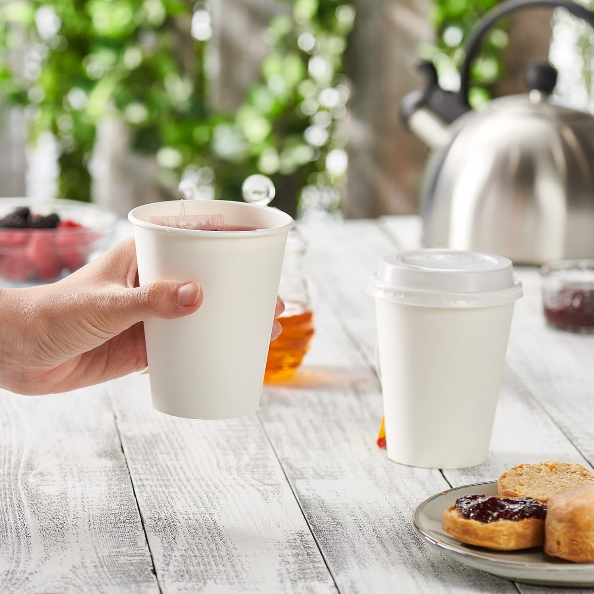 12 oz Disposable White Paper Cups [300 Count] Hot Coffee Cups