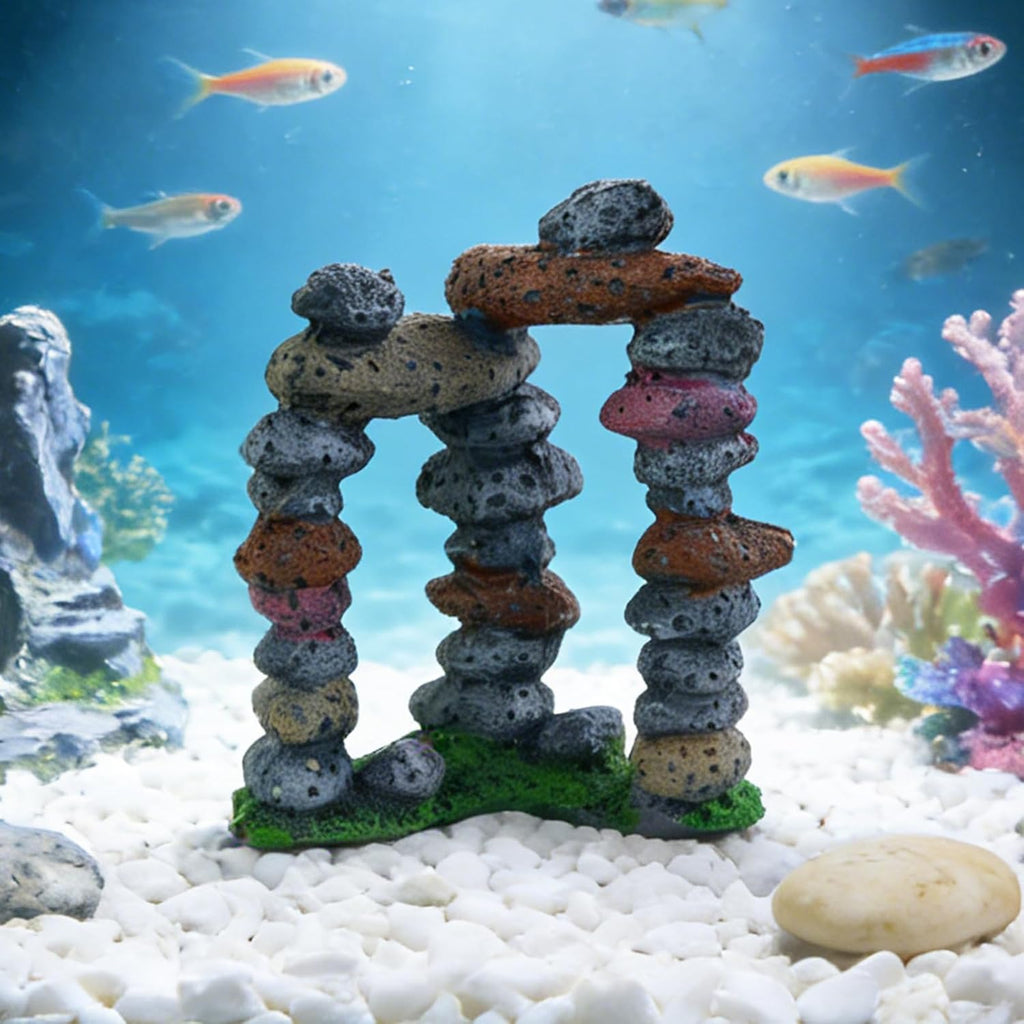 Stacked Stones Aquarium Decor, Resin Rock Door Fish Tank Accessories Decorations, Aquarium Ornaments for Fish Through