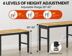 84” Heavy Duty Work Bench, 2-Layer Adjustable Workbench, 5000 LBS Capacity Work Bench with Power Outlet & Pegboard