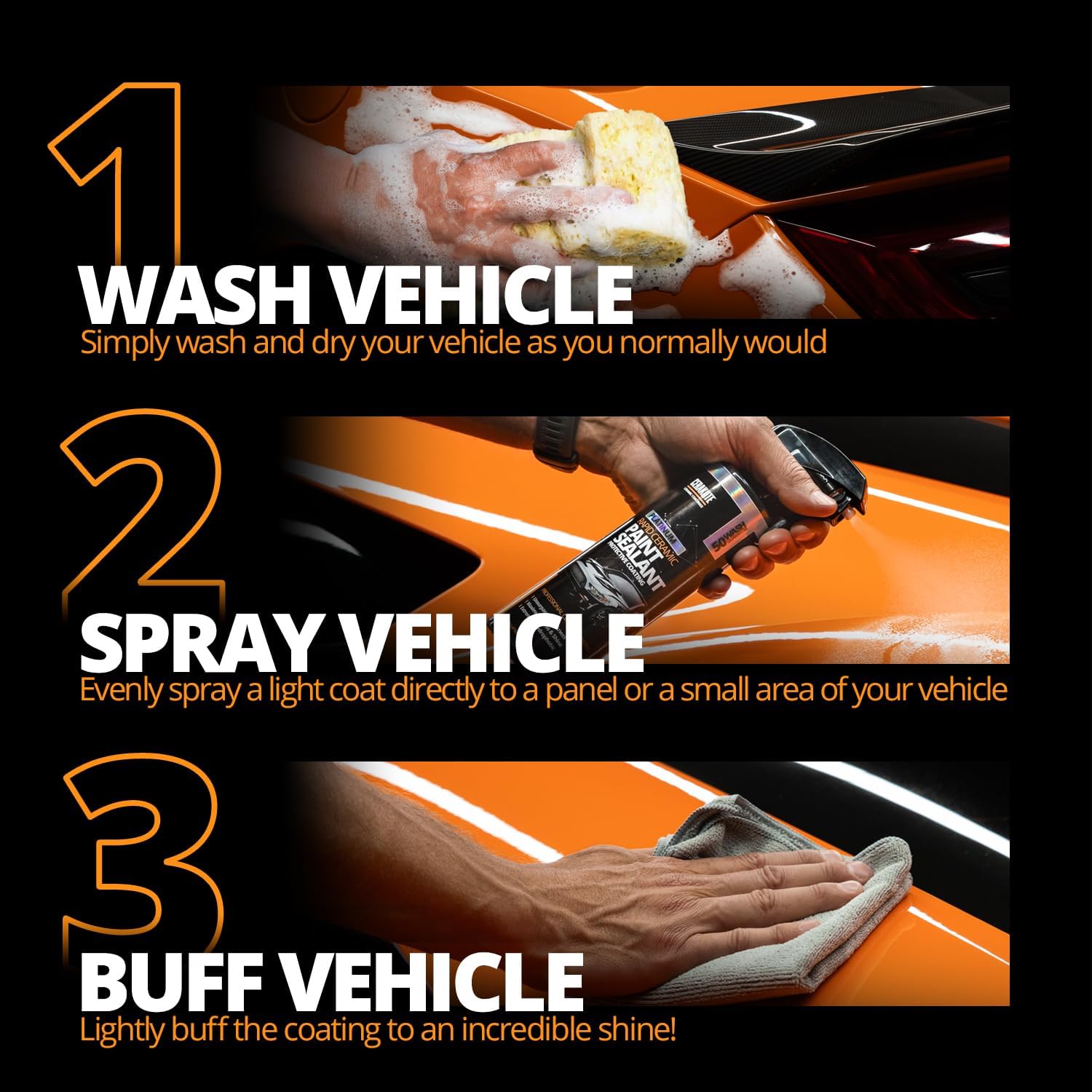 Platinum Rapid Ceramic Paint Sealant Spray - 14 oz - 50+ Wash Rating - Long Lasting Hydrophobic Coating and