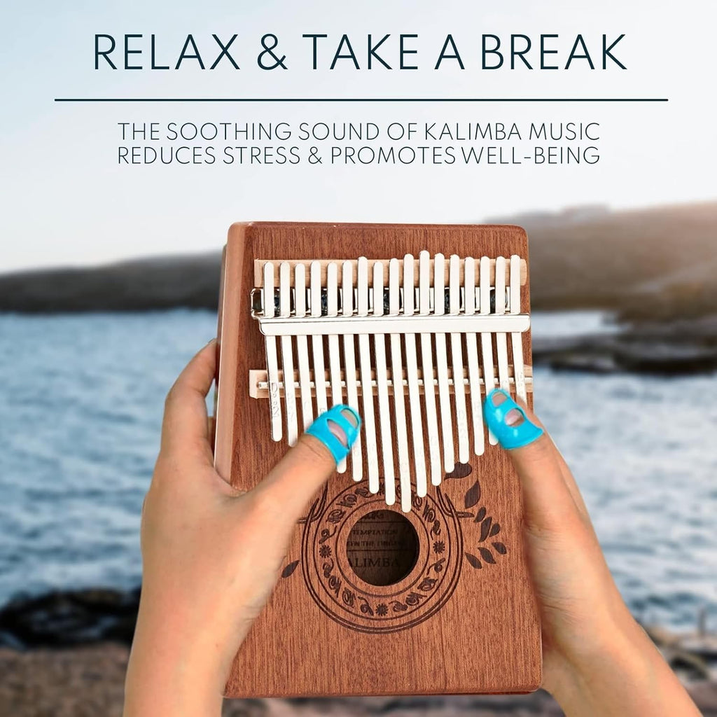 17-Key Kalimba Thumb Piano - Portable Mahogany Percussion Mbira Instrument - Beginner Tuning Set, Music Instruments