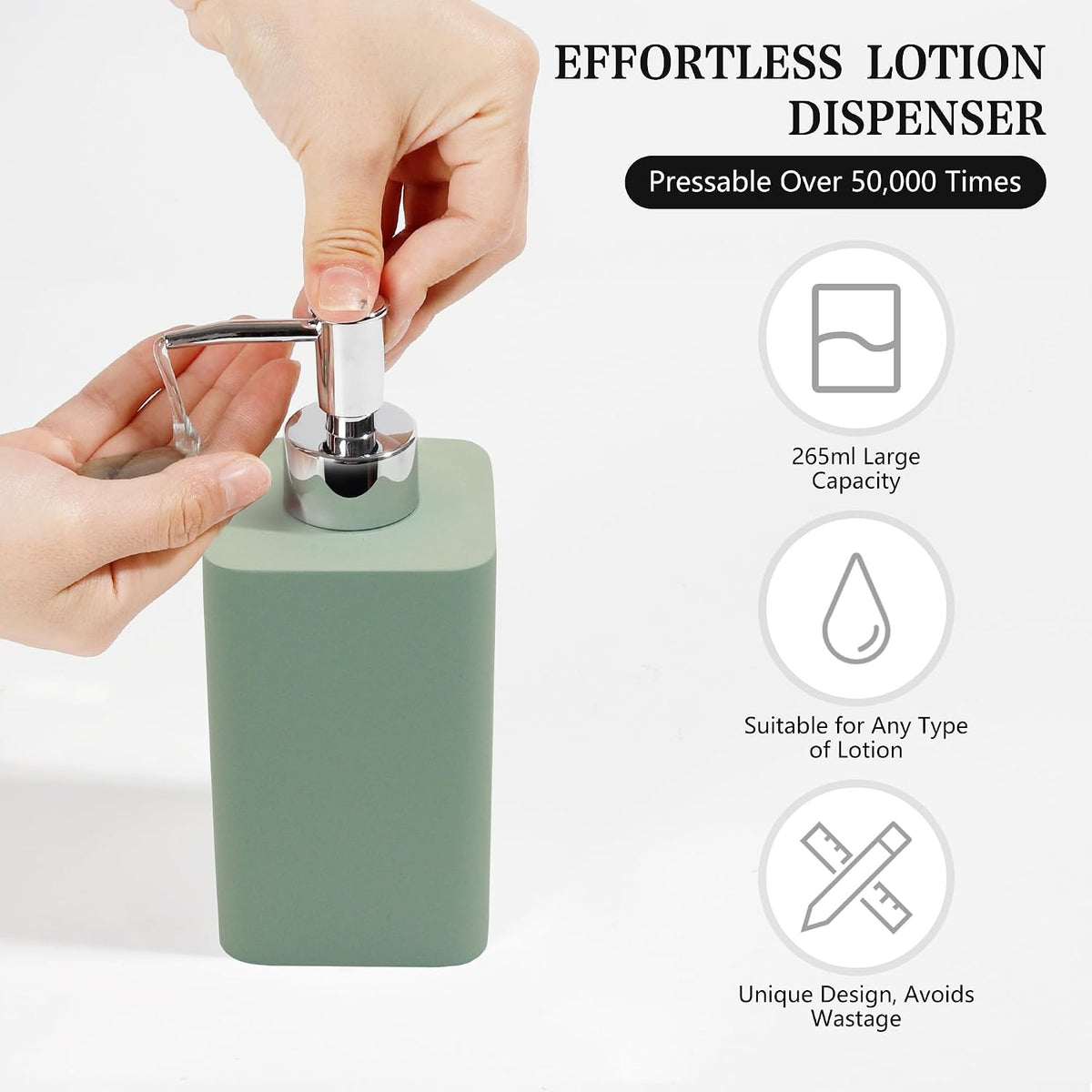 Bathroom Accessories Set, 4 Piece Toothbrush Holder Set - Green | Bathroom Accessory Set with Soap Dispenser