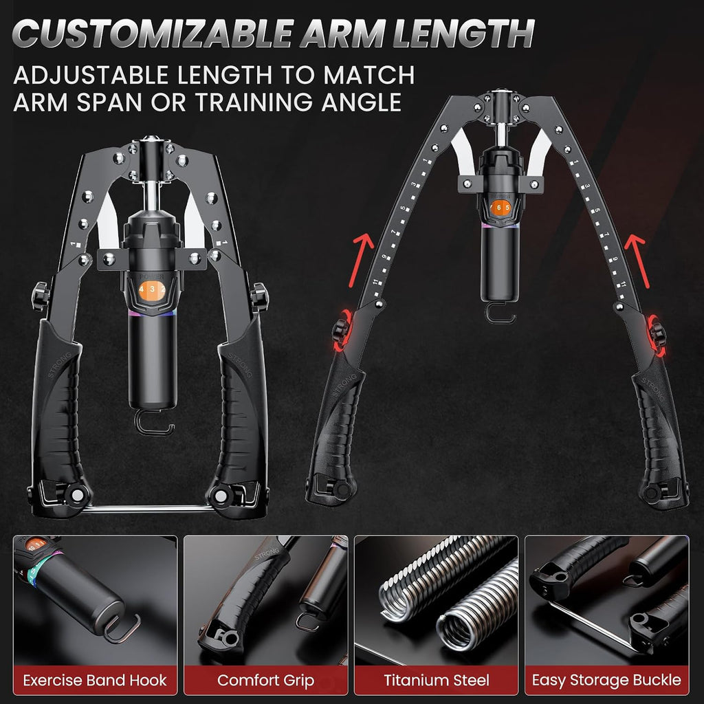 Twister Arm Trainer, 3 in 1 Hydraulic Power Chest Workout Equipment with Ab Roller Wheels and Hooks, Adjustable