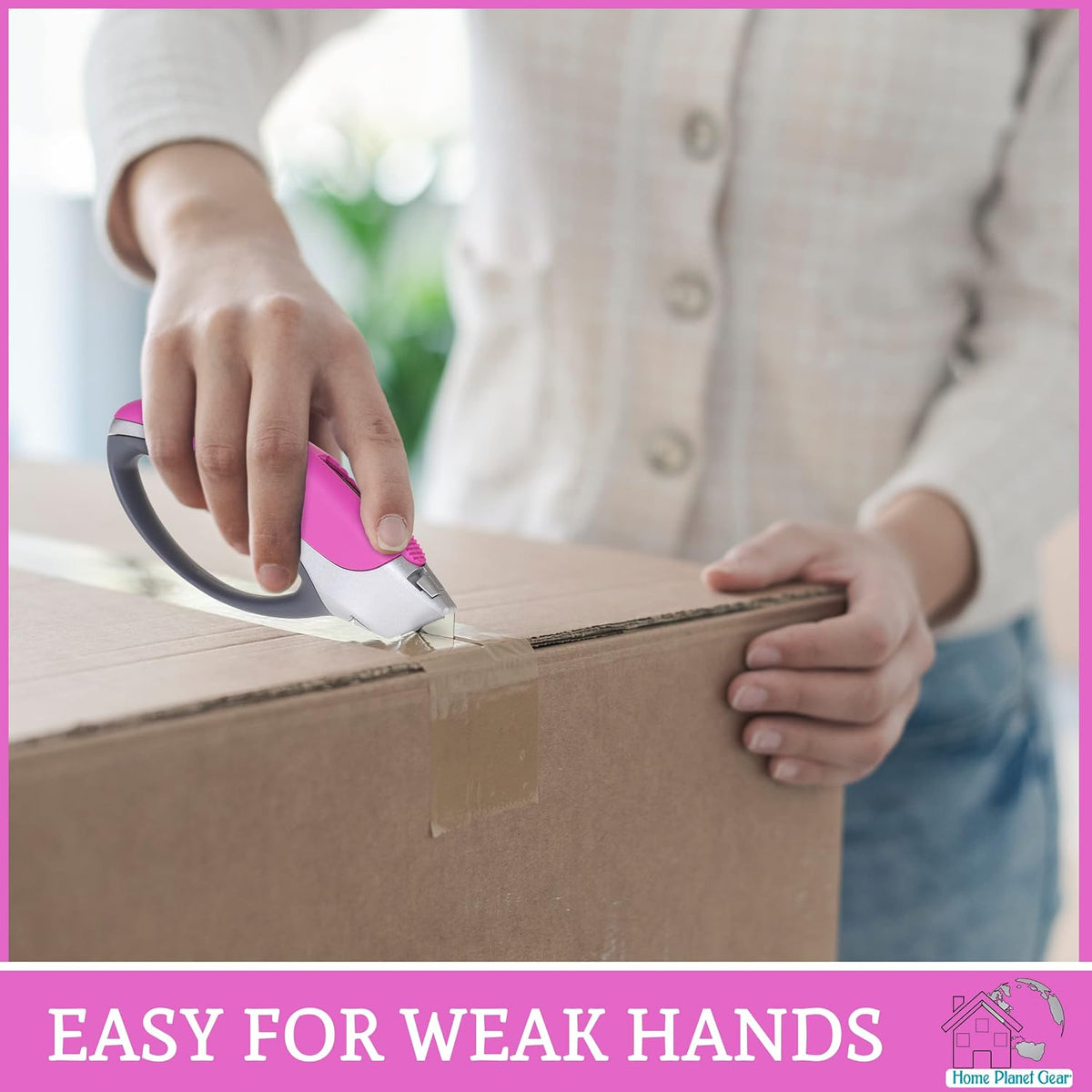 Pink Box Cutter Retractable Utility Knife - Heavy Duty Box Cutter Knife Cardboard Cutter - Box Opener Razor Blades