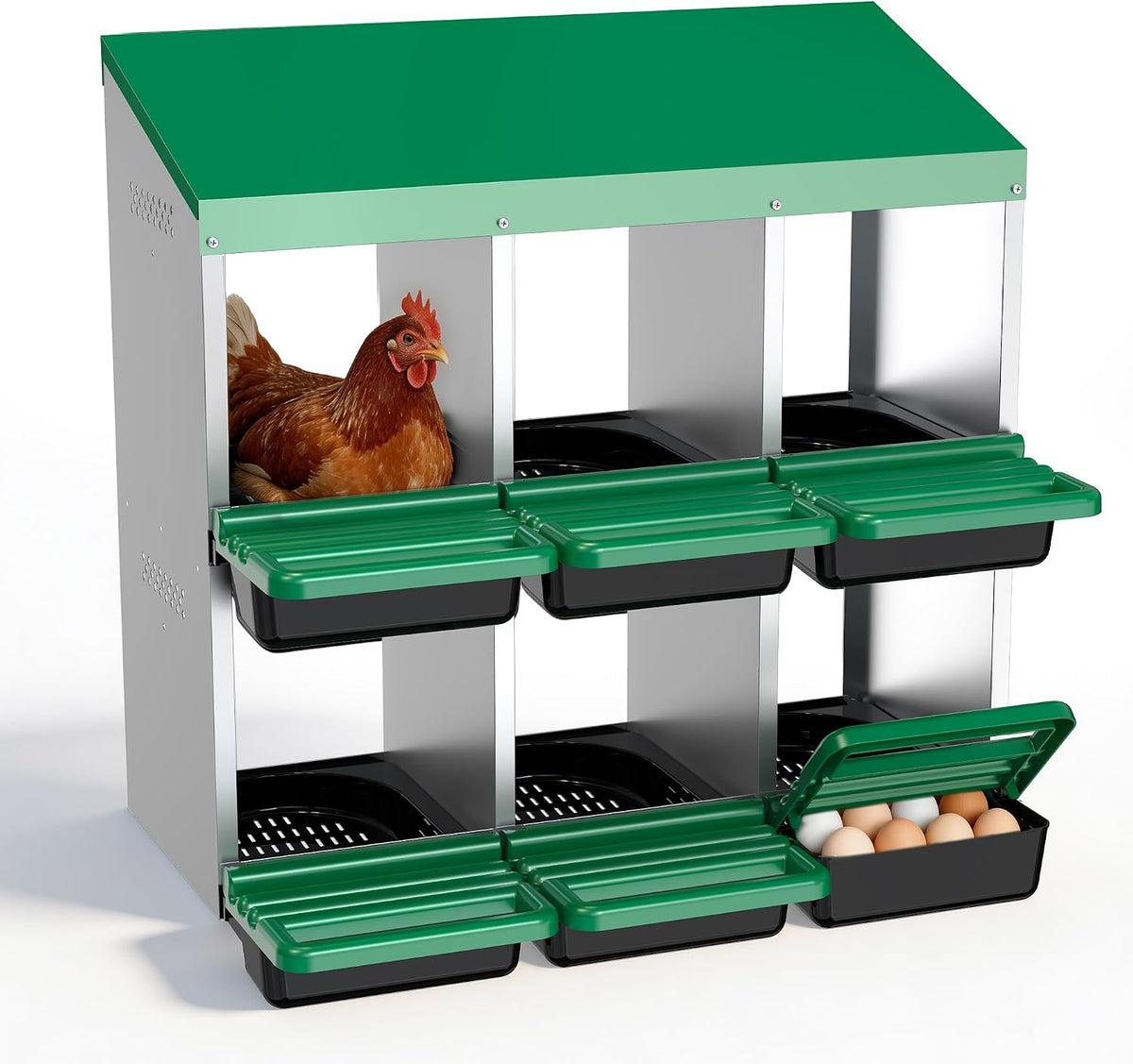 Chicken Nesting Box, 6 Compartments Egg Laying Nests Boxes for Hens