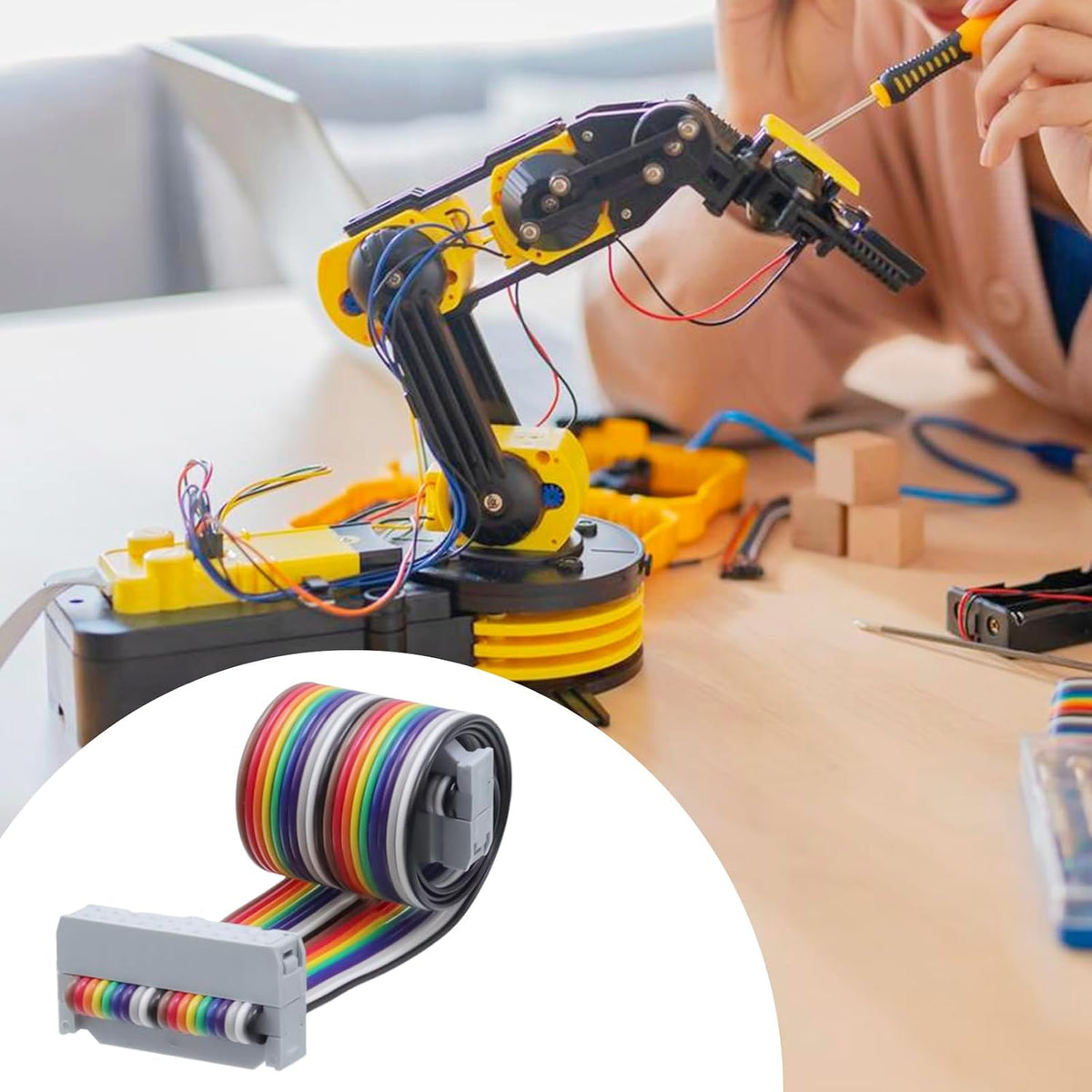 Antrader 1Ft 20Pin IDC Female-Female Connector Flat Rainbow Ribbon Cable