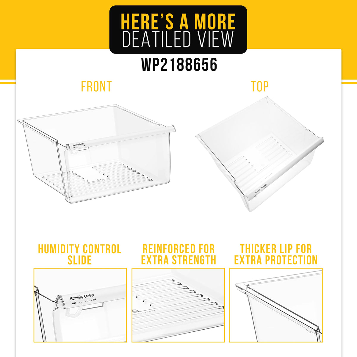 Refrigerator Crisper Bin Drawer Pan for Whirlpool ED5VHEXVQ03