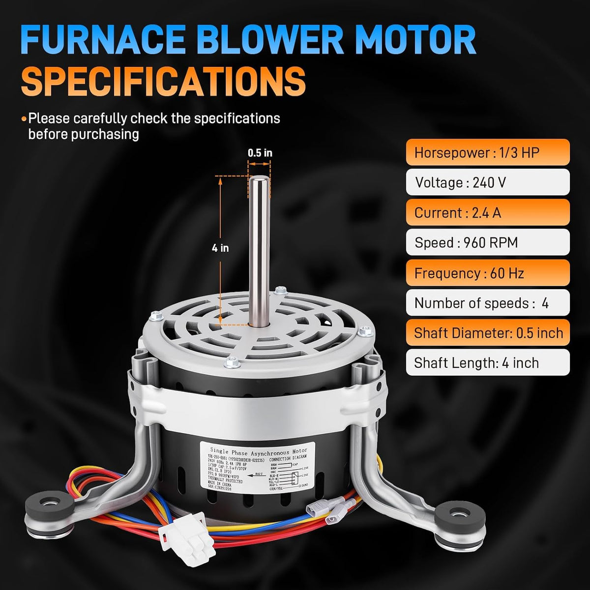 903075 5KCP39EGT057AS Electric Furnace Blower Motor with Capacitor
