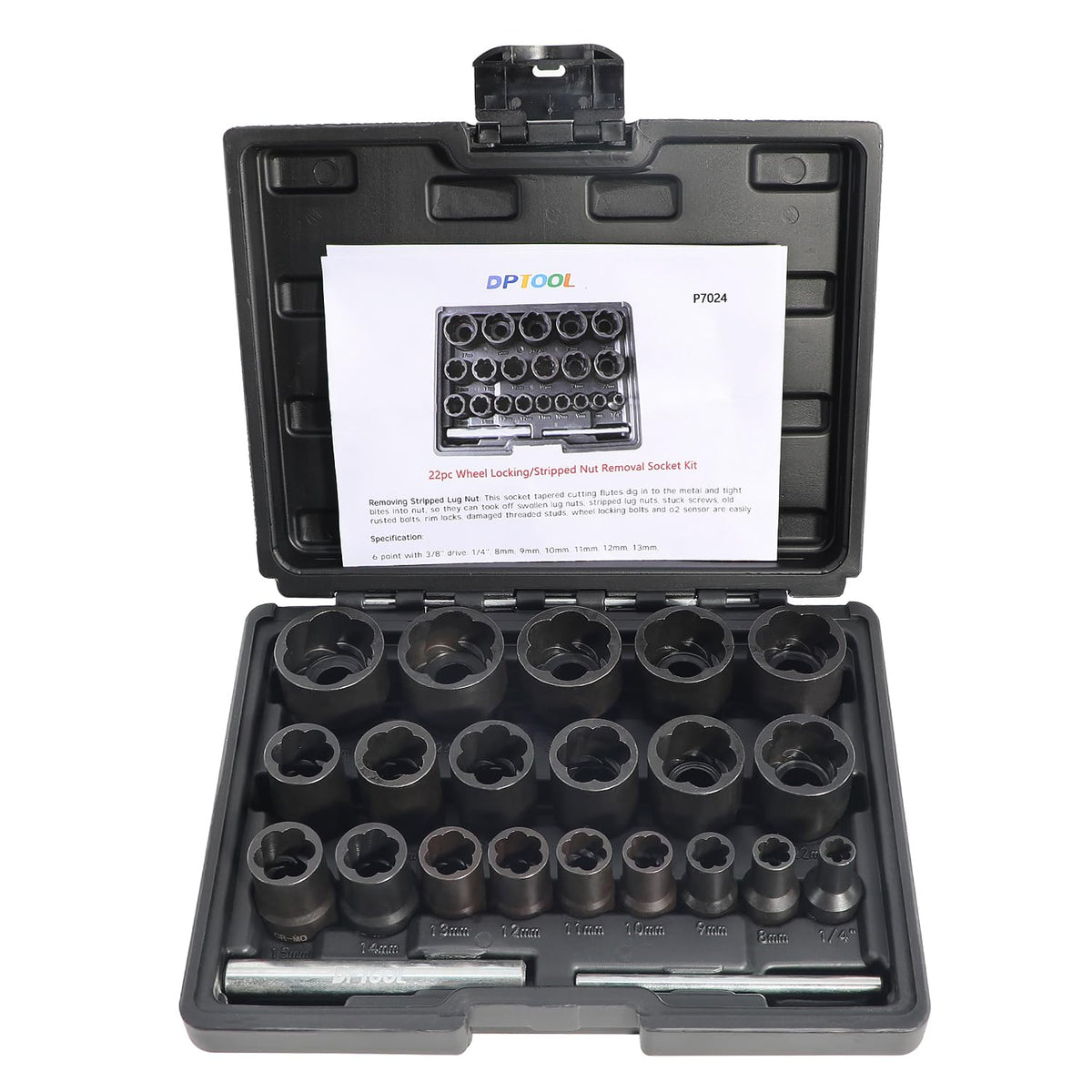 DPTOOL Lug Nut Extractor Set, Bolt Nut Extractor, Wheel Lock Removal Kit