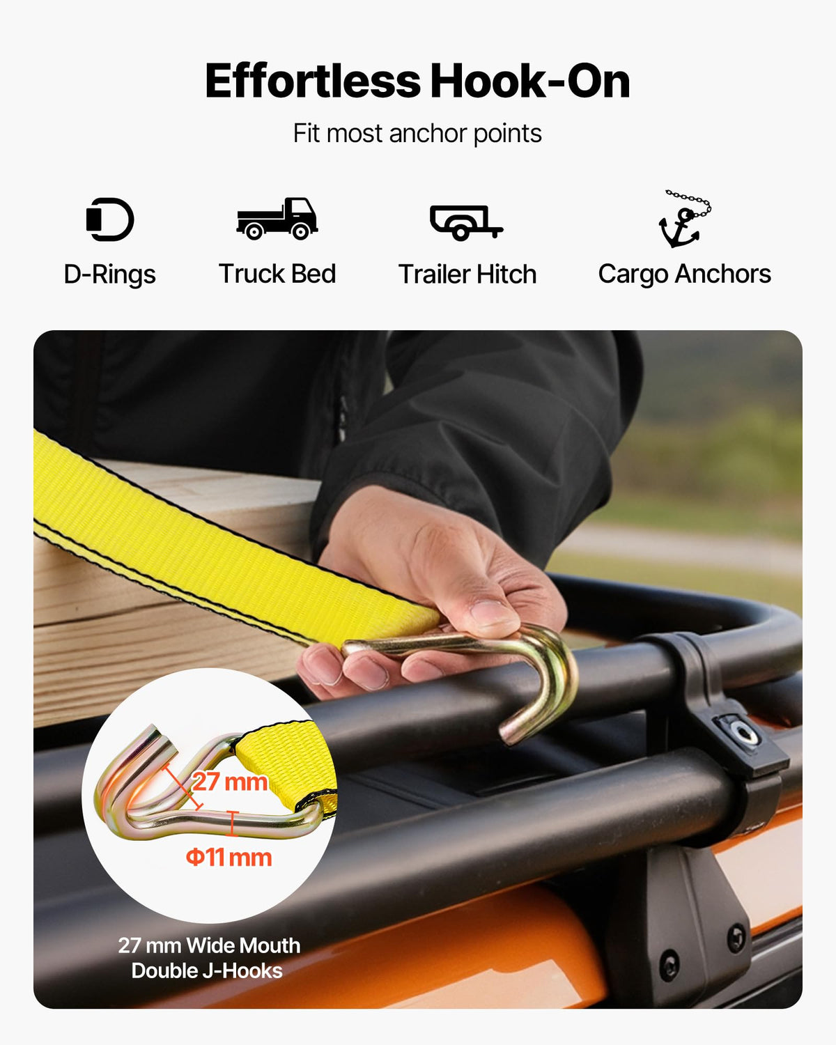 Ratchet Tie Down Straps (4PK), Rachet Tie Downs with Padded Handles