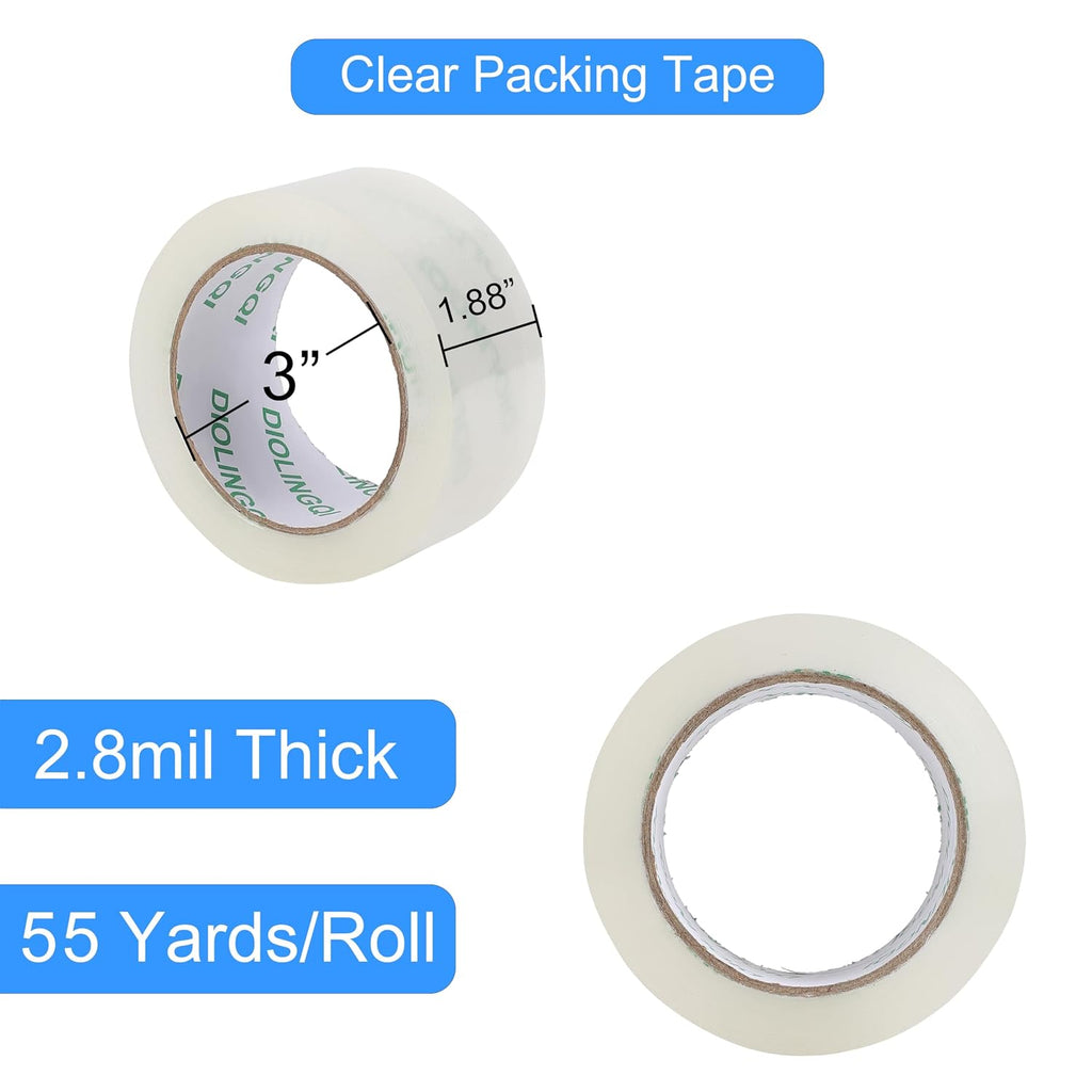 4 Rolls 55 Yards Roll, Total 220 Yards Clear Packing Tape, Heavy Duty Shipping Tape for Packaging Moving Sealing, 2.8