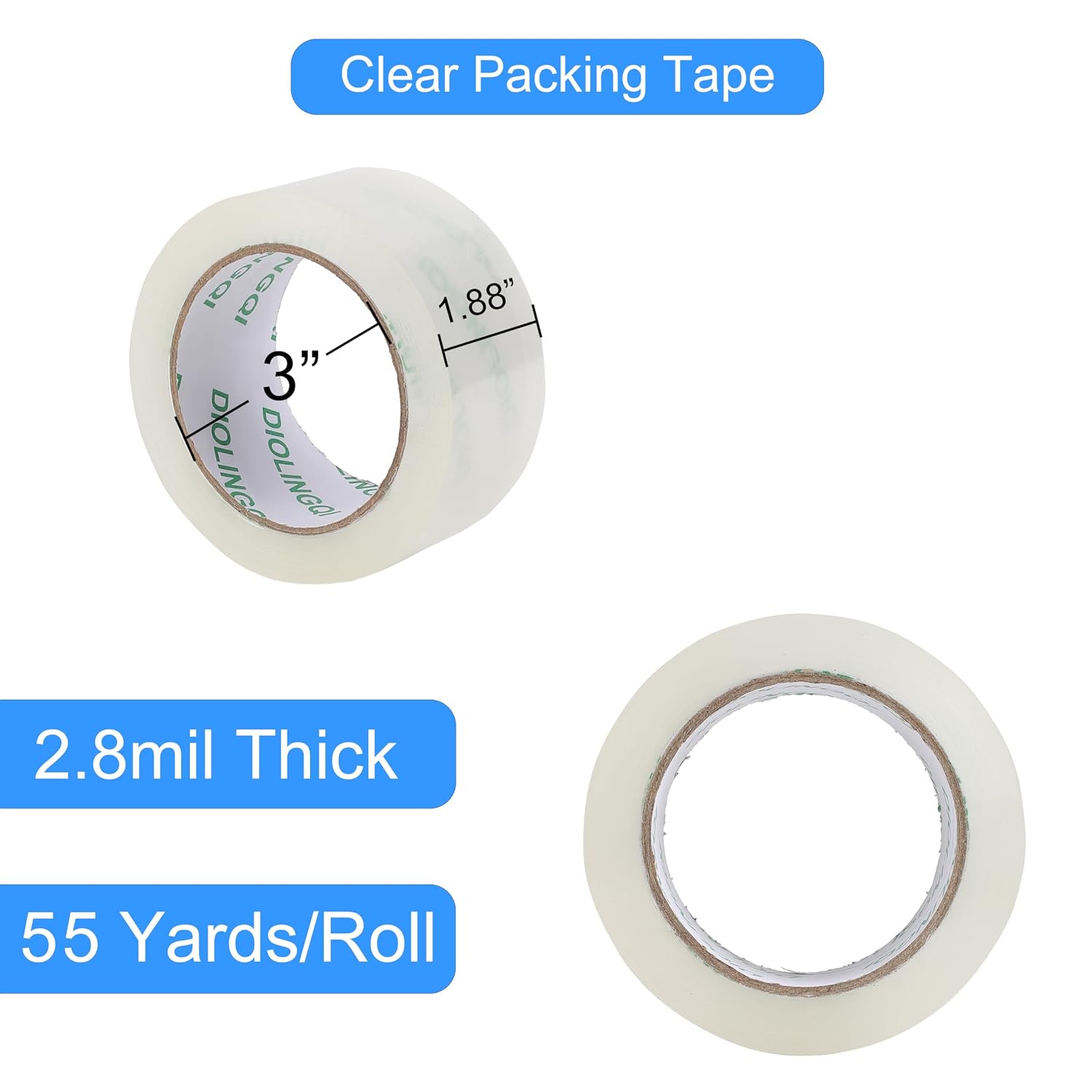 4 Rolls 55 Yards Roll, Total 220 Yards Clear Packing Tape, Heavy Duty Shipping Tape for Packaging Moving Sealing, 2.8